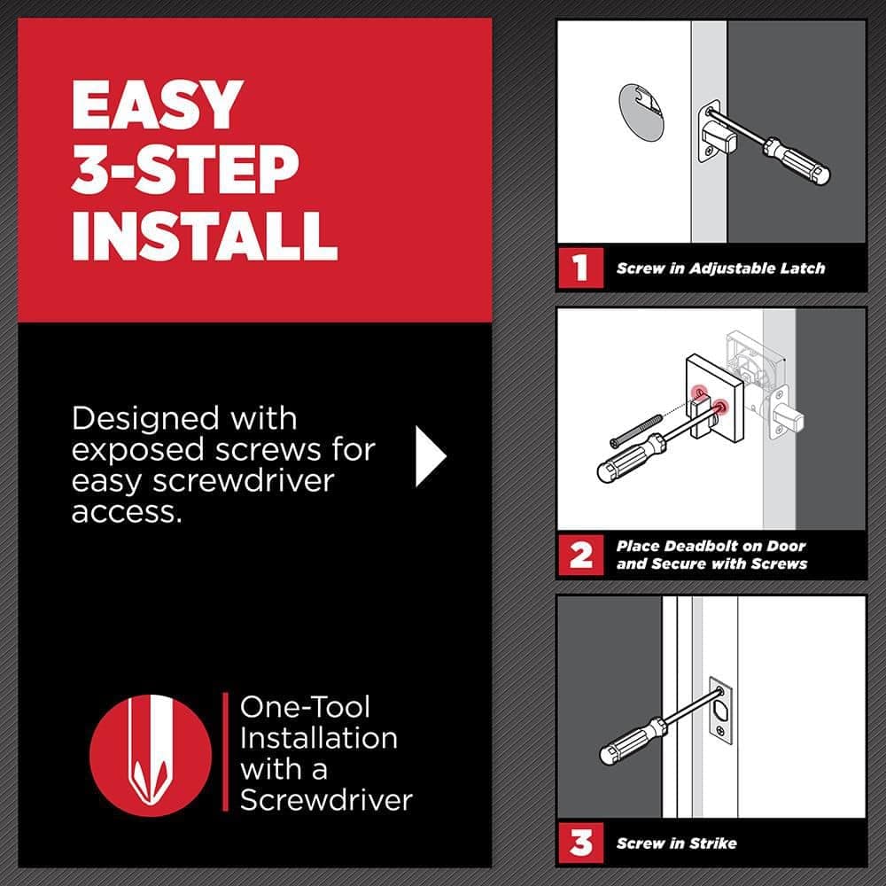 Kwikset Tustin Satin Nickel Exterior Entry Door Handle and Single Cylinder Deadbolt Combo Pack Featuring SmartKey Security (4)