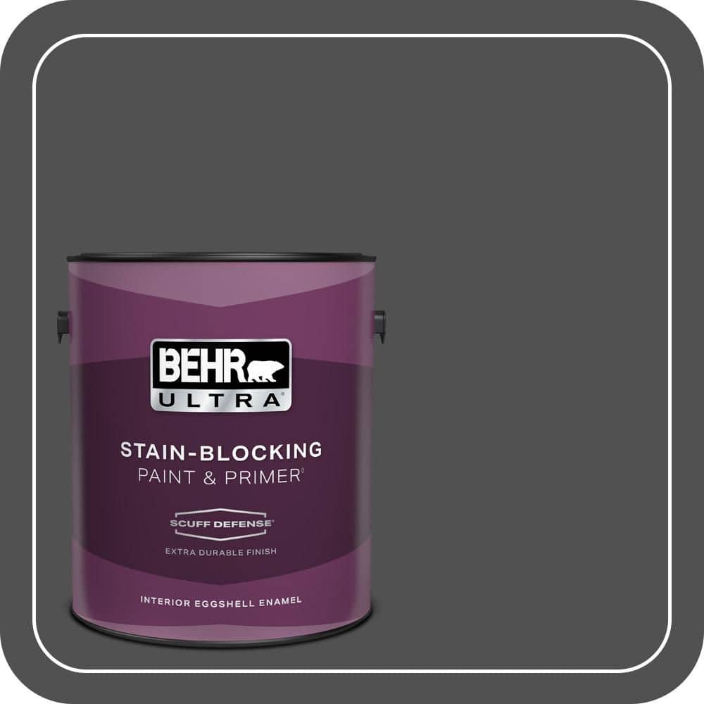 BEHR ULTRA 1 gal. #N460-7 Space Black Extra Durable Eggshell Enamel Interior Paint & Primer (1)
