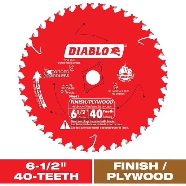 DIABLO 6-1/2in. x 40-Tooth Finish Trim Circular Saw Blade for Wood (2)