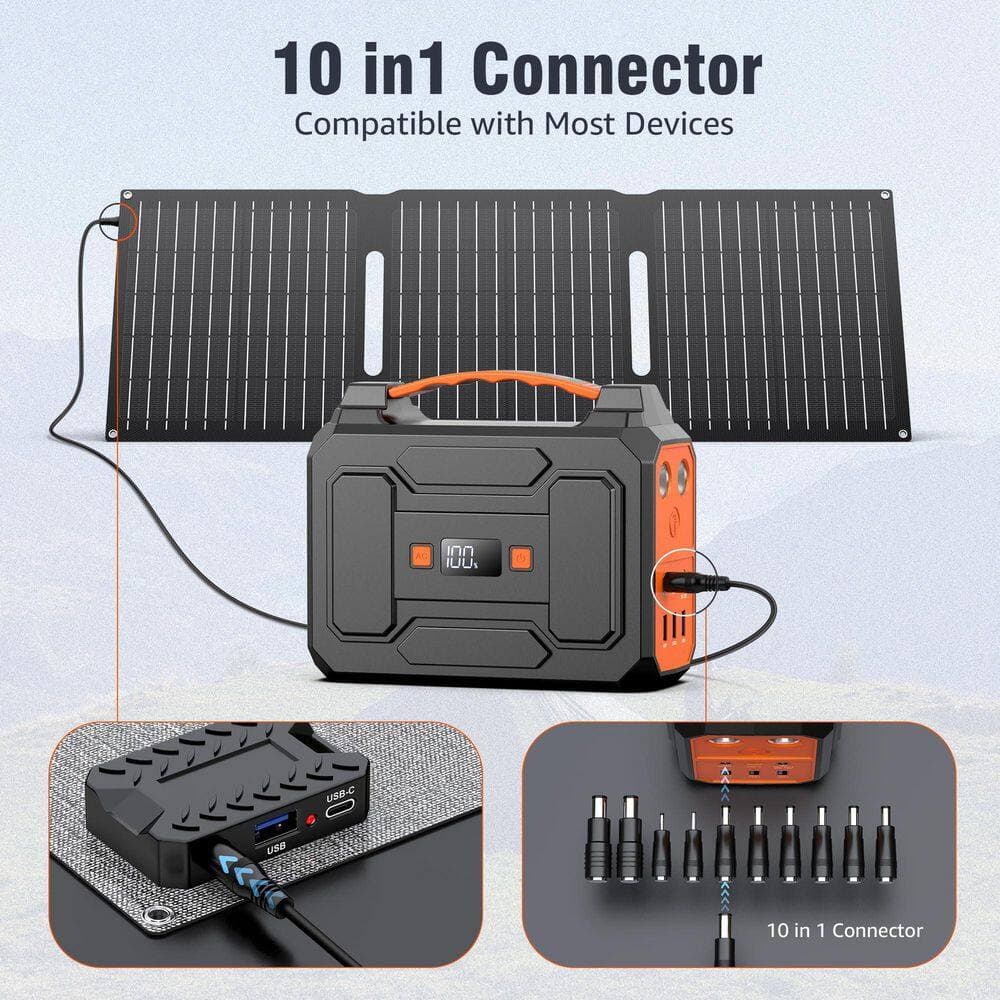 Yichuhaoxi 30-Watt 9.8 ft. Portable Solar Panel DC/USB C/USB An Output for Power Station Power Bank & High Efficiency Waterproof (2)