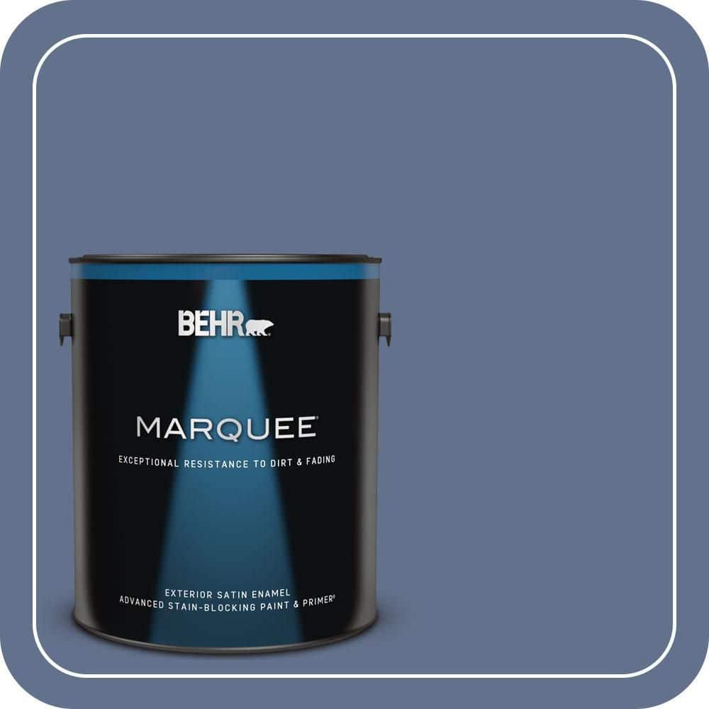 BEHR MARQUEE 1 gal. #600F-6 Atlantic Blue Satin Enamel Exterior Paint & Primer