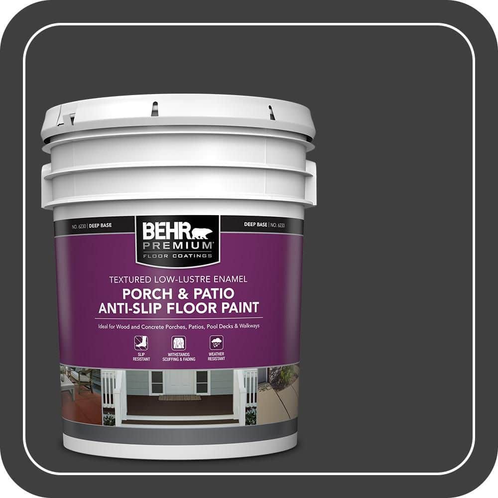 BEHR PREMIUM 5 gal. Black Textured Low-Lustre Enamel Interior/Exterior Porch and Patio Anti-Slip Floor Paint