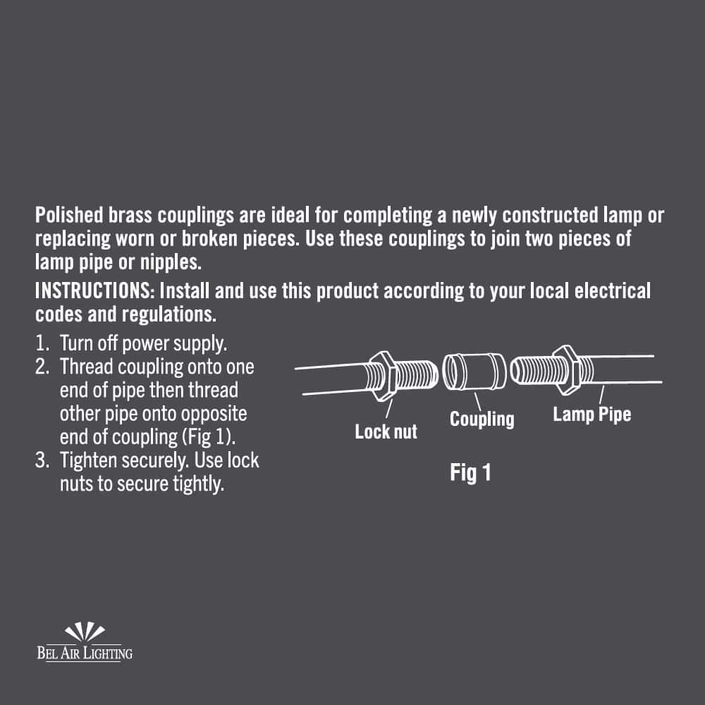Bel Air Lighting 1/8-IP Polished Brass Couplings Kit (2-Pack) (3)