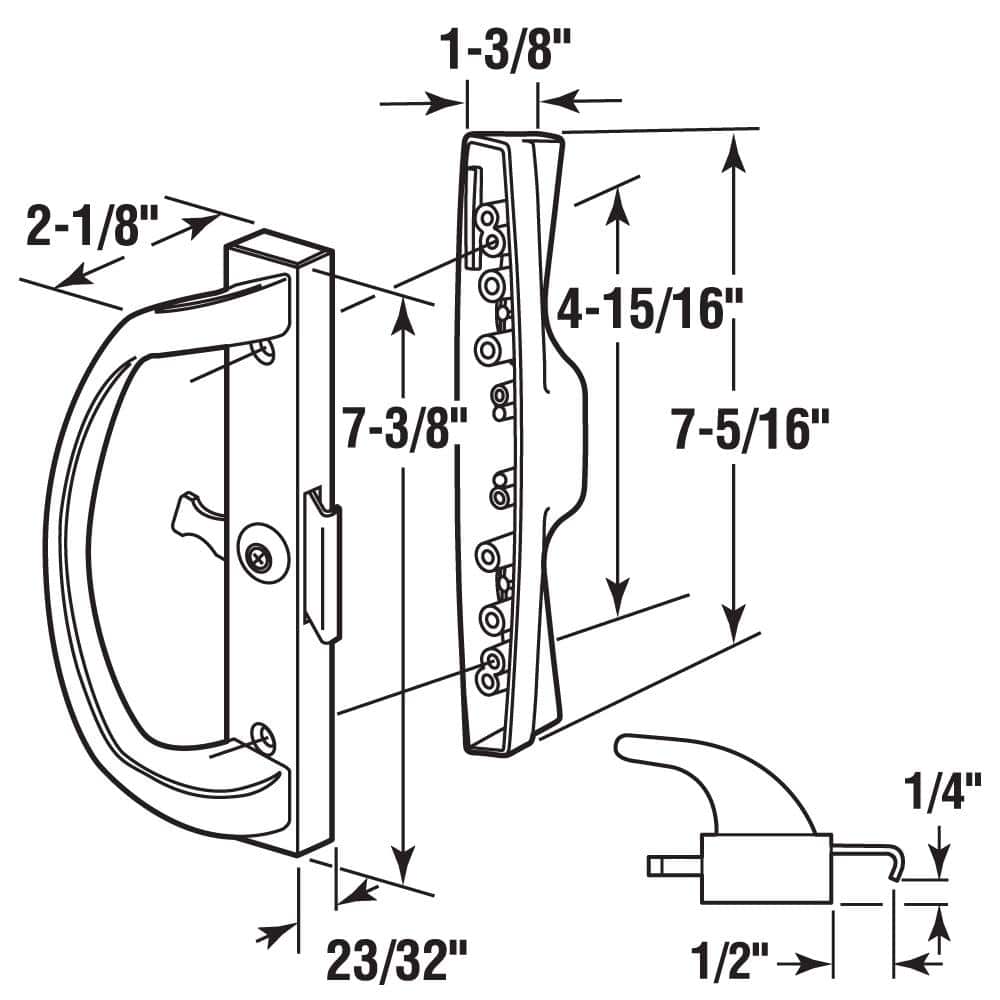 Prime-Line Diecast, White, Patio Door Handle Set with Clamp Upgrade (2)