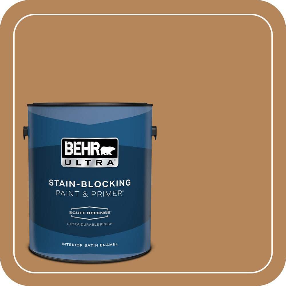 BEHR ULTRA 1 gal. #S270-6 Almond Brittle Extra Durable Satin Enamel Interior Paint & Primer