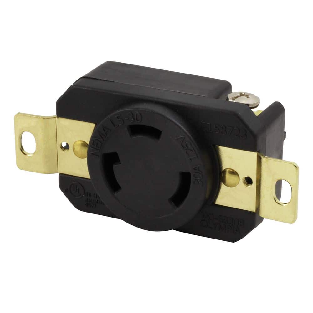 AC WORKS 30A, 125V, NEMA L5-30R Flush Mounting Locking Industrial Grade Outlet cULus (1)