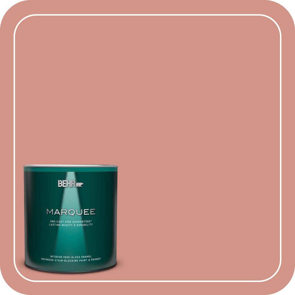 BEHR MARQUEE 1 qt. #T15-20 Peach Preserve Semi-Gloss Enamel Interior Paint & Primer