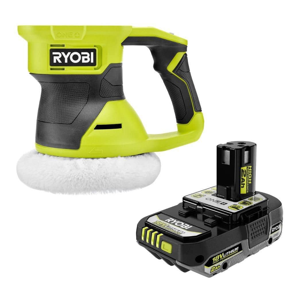 RYOBI ONE+ 18V Cordless 6 in. Two Speed Random Orbit Buffer with 2.0 Ah HIGH PERFORMANCE Battery