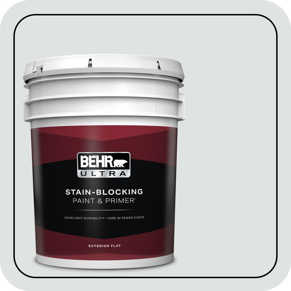 BEHR ULTRA 5 gal. #W-F-520 Ash White Flat Exterior Paint & Primer
