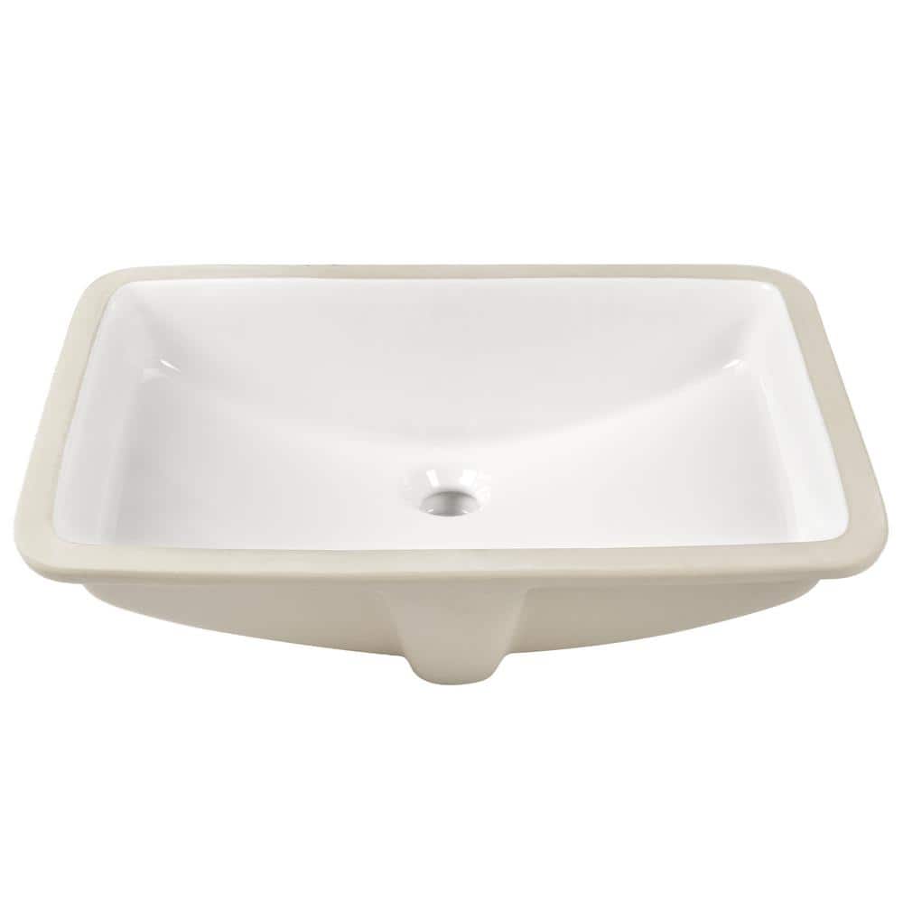 DEERVALLEY 24.02 in. x 16.85 in. Rectangular Undermount Bathroom Sink in White Porcelain Ceramic with Overflow Drain (2)