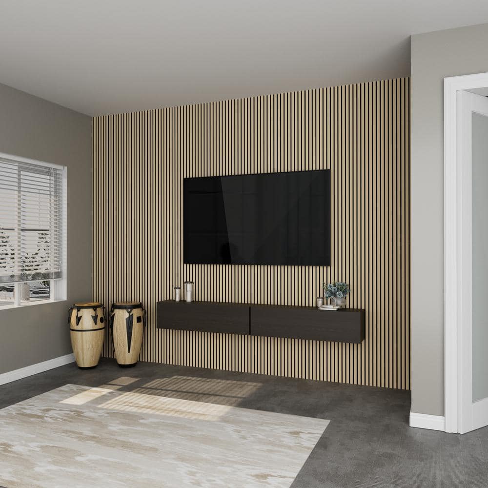 ARK DESIGN 94.5 in. 23.75 in. 0.875 in. Oak Style Square Edge MDF Decorative Acoustic Wall Panel /31.17 sq.ft.) (4)