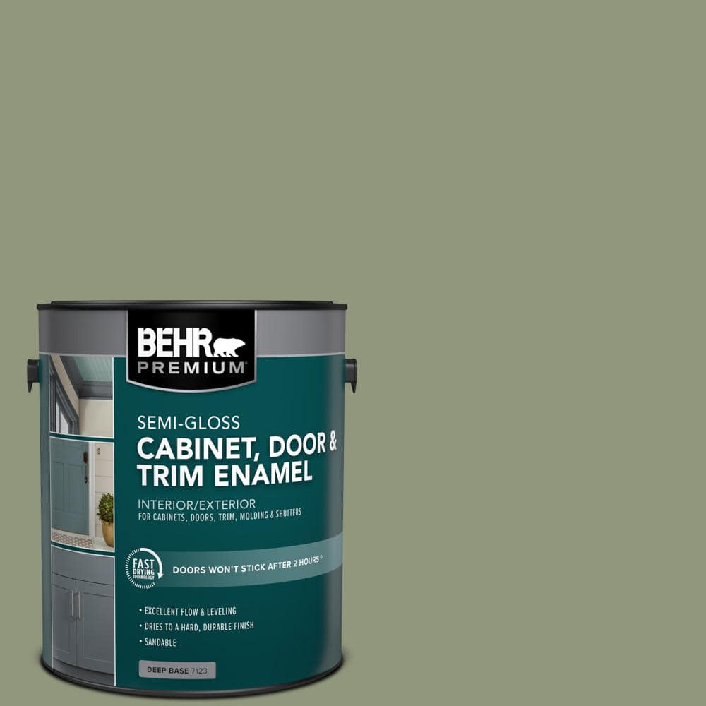 BEHR PREMIUM 1 gal. #ECC-63-1 Autumn Sage Semi-Gloss Enamel Interior/Exterior Cabinet, Door & Trim Paint (1)