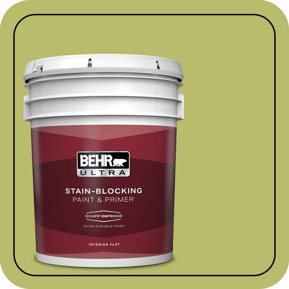 BEHR ULTRA 5 gal. #P360-5 Citrus Peel Extra Durable Flat Interior Paint & Primer