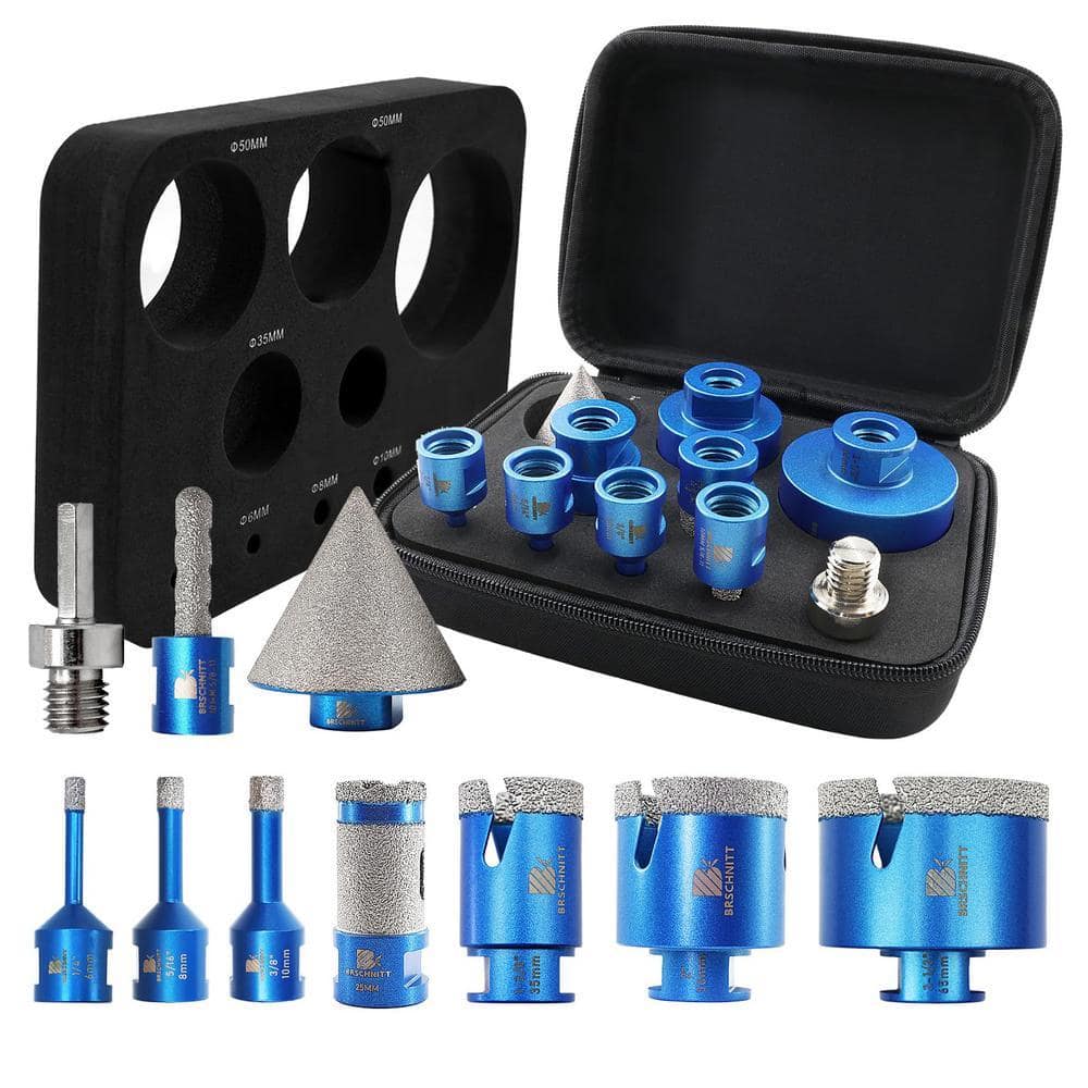 Angel Sar 10-Pieces Blue Diamond Core Drill Bit Set, Tile Hole Saw Kit for Porcelain Tile Ceramic