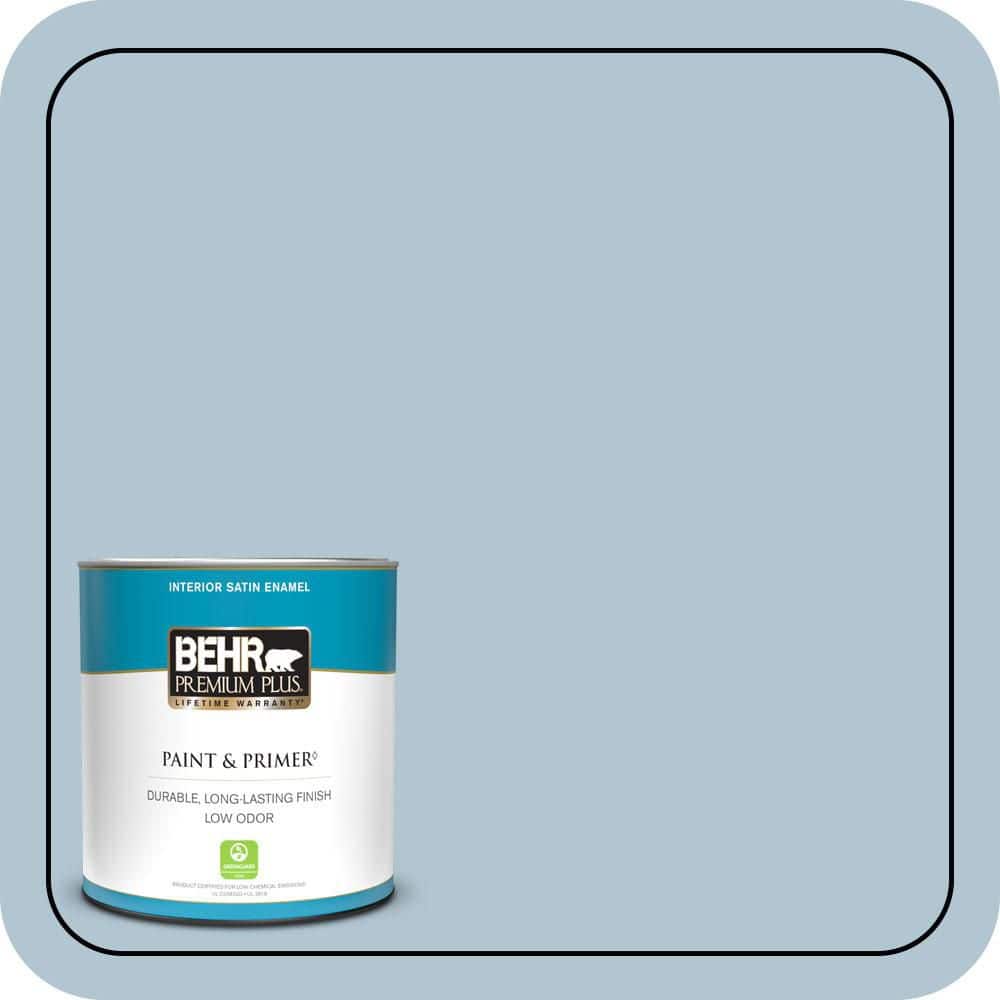 BEHR PREMIUM PLUS 1 qt. #MQ5-50 Opal Waters Satin Enamel Low Odor Interior Paint & Primer
