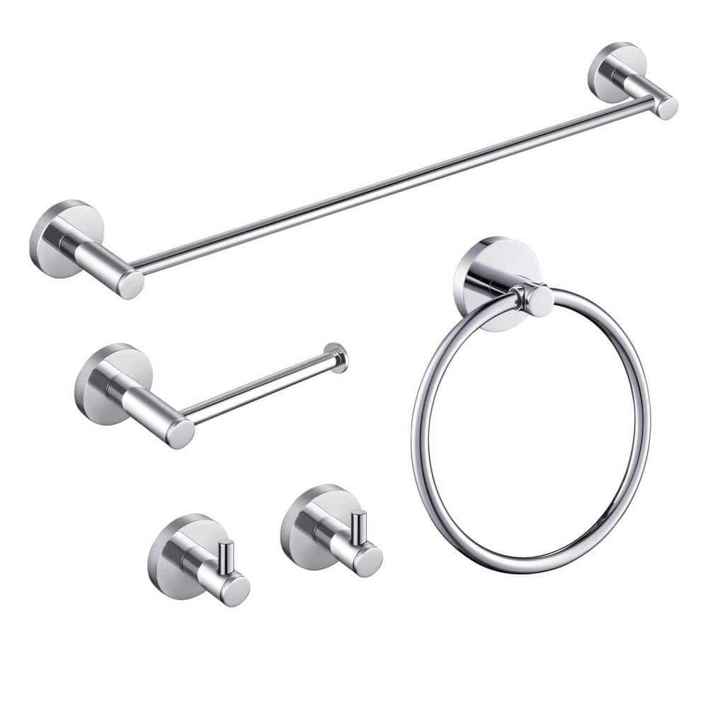 KIBI 5-Piece Bathroom Hardware Set with Towel/Robe Hook Toilet Paper Holder Towel Ring Towel Bar/Rack