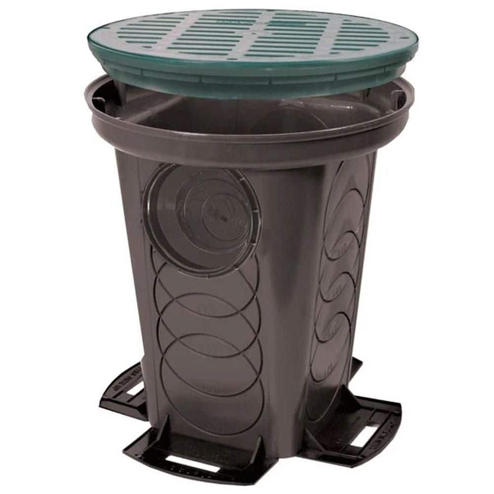 Advanced Drainage Systems 12 in. x 16 in. Black Plastic Drainage 6-Hole Catch Basin with Round Grate