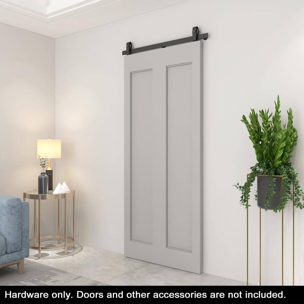 CALHOME 42 in. Black Single Bi-Fold Top Mount Sliding Barn Door Track and Hardware Kit-Door Not Included (3)