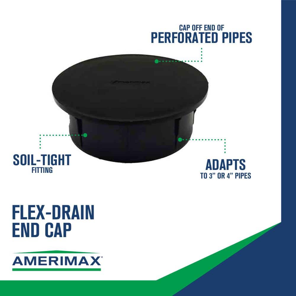 Amerimax Home Products FLEX Drain 4 in. Black Copolymer End Cap (4)