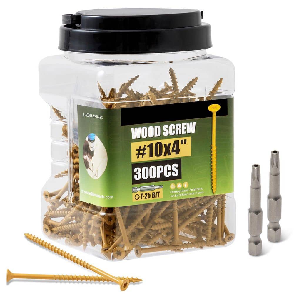 Afoxsos 3 in. Rust Resistant Tan Exterior Epoxy Coated Wood Screws with Star Drive Head (300-Pack) (1)