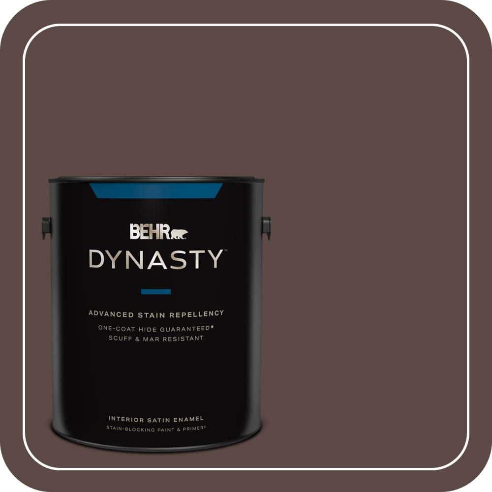 BEHR DYNASTY 1 gal. #MQ1-58 Chocolate Soul One-Coat Hide Satin Enamel Interior Stain-Blocking Paint & Primer