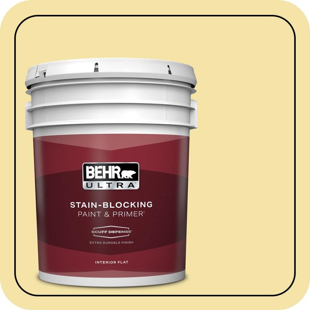 BEHR ULTRA 5 gal. #P320-3 Lily Bulb Extra Durable Flat Interior Paint & Primer