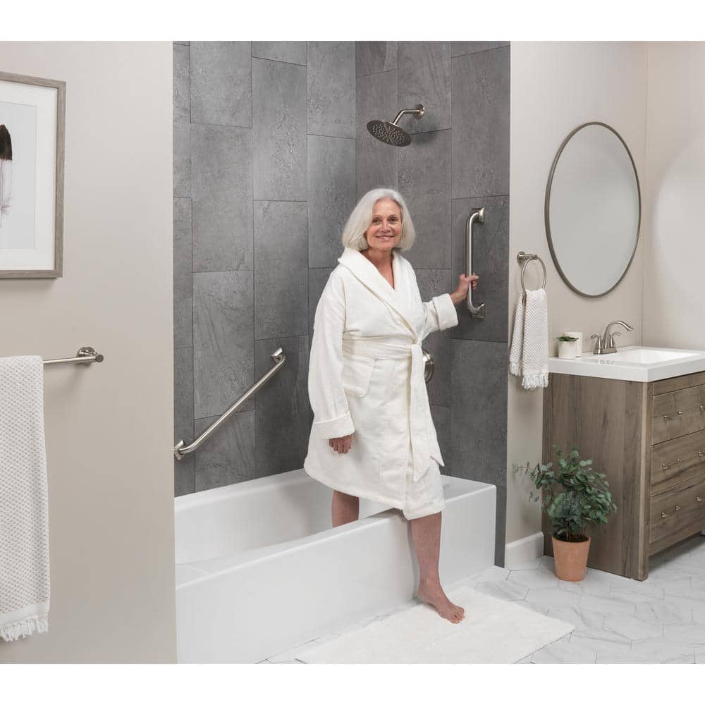 Glacier Bay 24 in. Concealed Screw Square Escutcheon Assist Bar in Brushed Stainless Steel (4)