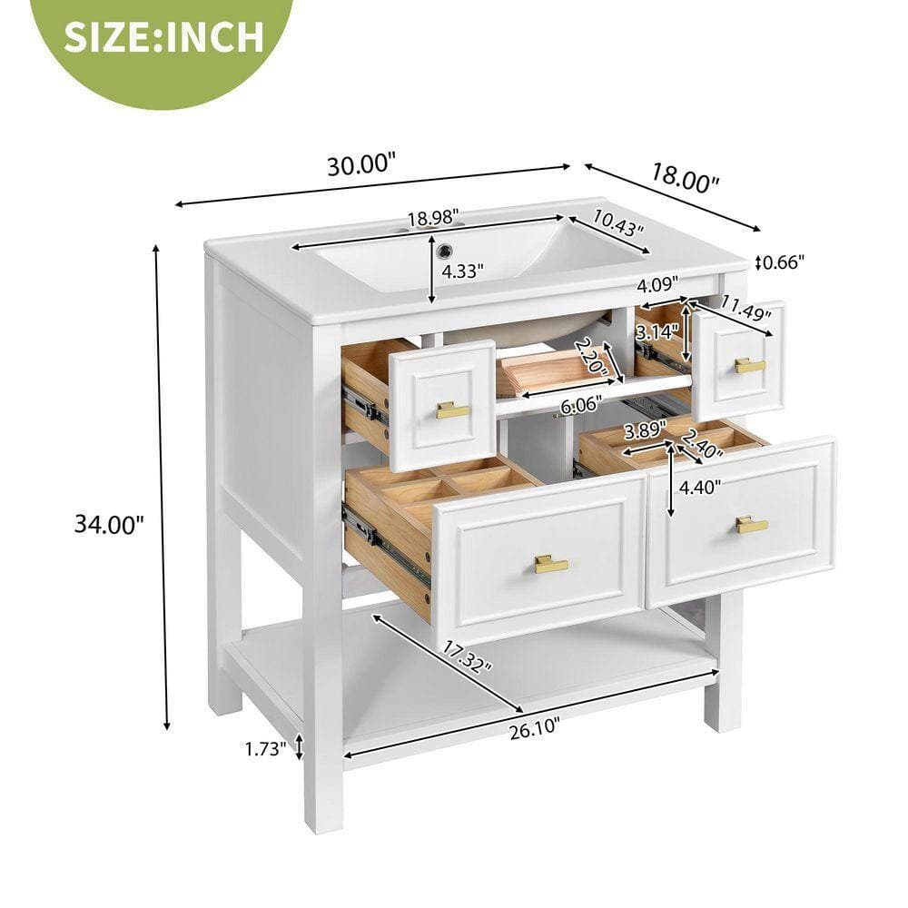 COWLOWN 30 in. W x 18 in. D x 34 in. H Bathroom White Linen Cabinet (2)