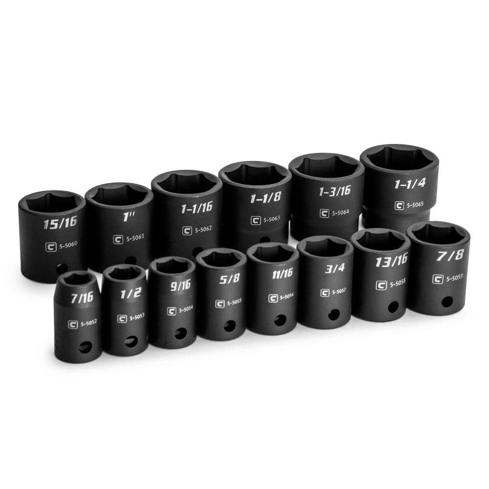 Capri Tools 1/2 in. Drive SAE 6-Point Shallow Impact Socket Set (14-Piece)