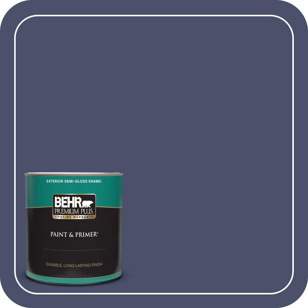 BEHR PREMIUM PLUS 1 qt. #M530-7 Elegant Navy Semi-Gloss Enamel Exterior Paint & Primer (1)