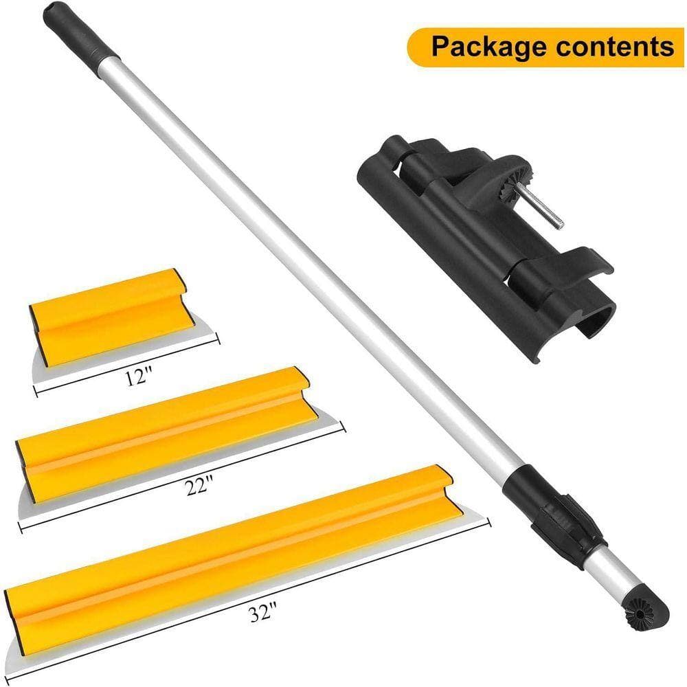 KIWDZFU Skimming Blade Set with 12 Plus 22 Plus 32 Stainless Steel Blades and 35-62 Aluminum Handle for Drywall/Wall/Plaster (2)