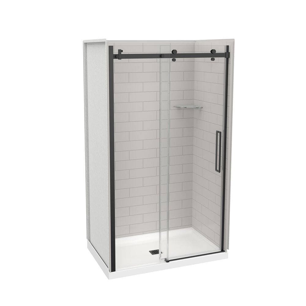MAAX Utile 48 in. W x 32.5 in. D x 80 in. H Three piece Direct-to-Stud Composite Alcove Shower Wall Surrounds in Soft Grey (2)