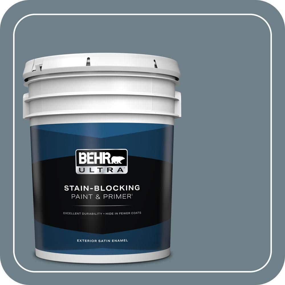 BEHR ULTRA 5 gal. #PPU13-04 Atlantic Shoreline Satin Enamel Exterior Paint & Primer (1)