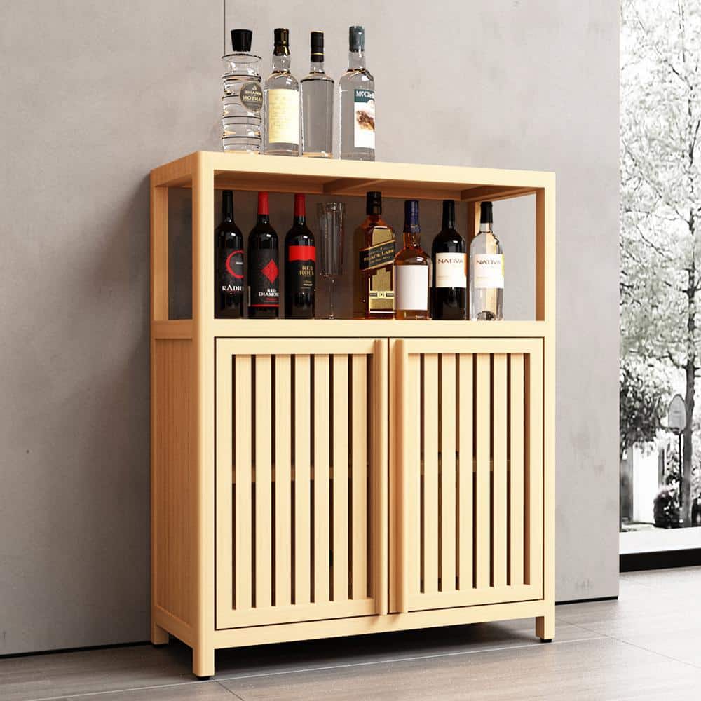 JimsMaison 25 in. W x 11 in. D x 32 in. H Yellow Bamboo Linen Cabinet With Interior Shelf (3)