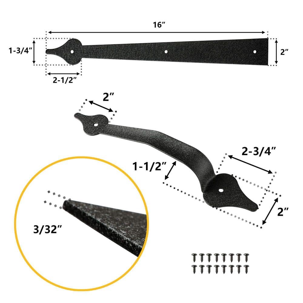 Numhew 2-Pack Black Powder Coated, Rust Resistant Carbon Steel Garage Door Hardware Kit, Easy Indoor Outdoor Installation (2)