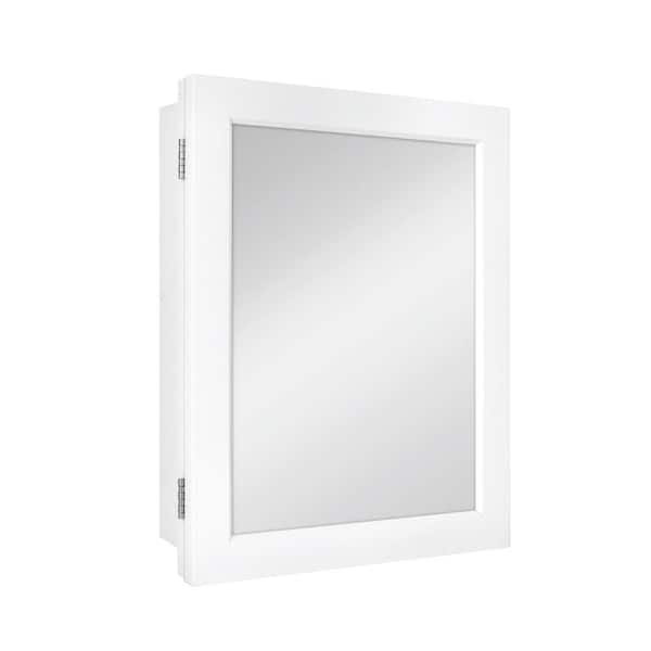 Glacier Bay 15-1/4 in. W x 19-3/8 in. H Rectangular Framed Recessed or Surface-Mount Bathroom Medicine Cabinet with Mirror, White