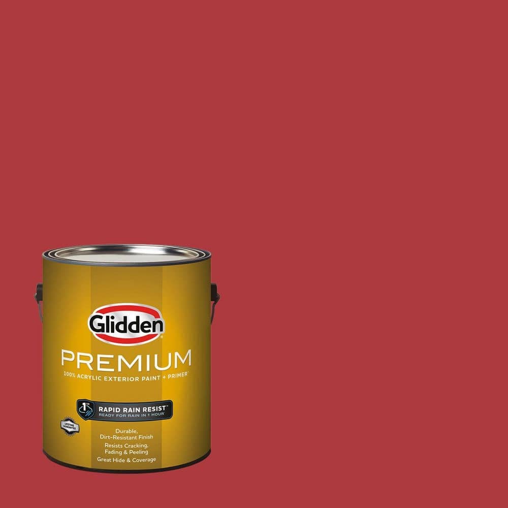 Glidden Premium 1 gal. PPG1187-7 Red Gumball Flat Exterior Latex Paint (1)