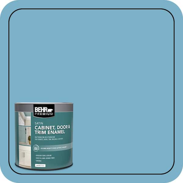 BEHR PREMIUM 1 qt. #M490-4 Frisky Blue Satin Enamel Interior/Exterior Cabinet, Door & Trim Paint (2)