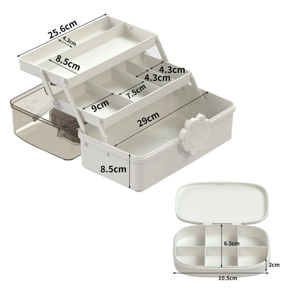 Anqtovp Portable Lockable Three-Layer Hair Tool Organizer with Handle White Plastic Multipurpose Storage Box (3)