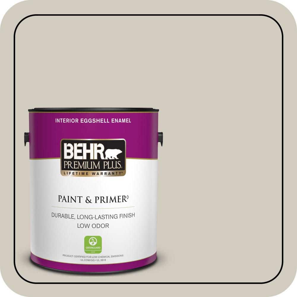BEHR PREMIUM PLUS 1 gal. #N320-2 Toasty Gray Eggshell Enamel Low Odor Interior Paint & Primer (1)