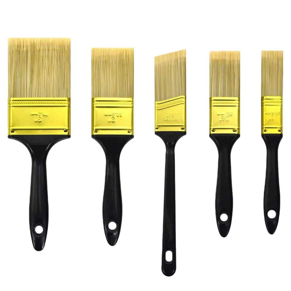 Laybus 30 Pieces Black Flagged Bristle 8.6 in. x 1 in. Paint Brushes w/ 5 Different Sizes for Home Furniture Fences Wall Trim (1)