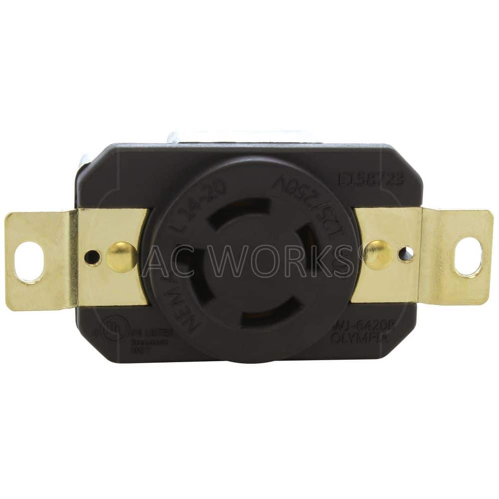 AC WORKS 20-Amp 125/250-Volt NEMA L14-20R Flush Mounting Locking Industrial Grade Receptacle (3)