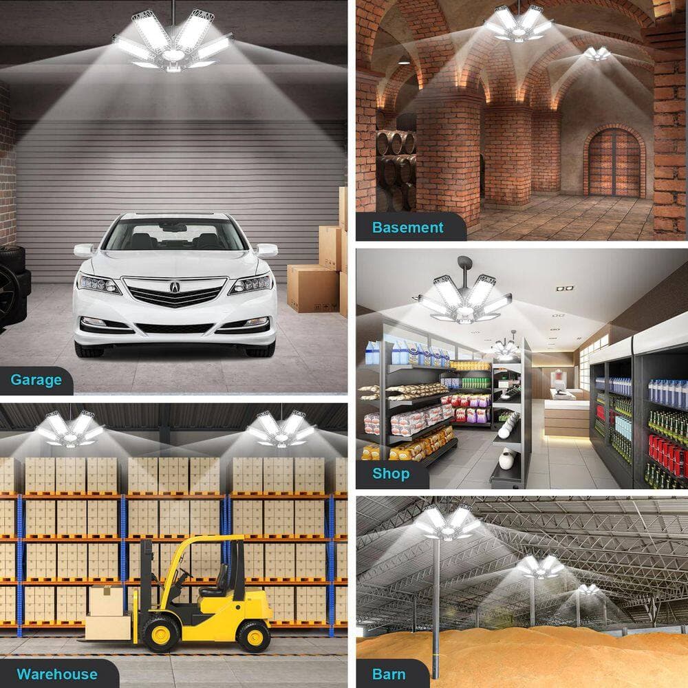 BeamBox 120 Volt LED Garage Ceiling Light with Adjustable Panels, 20000 LM Work Light Fixture for Workshop and Basement, 6-Pack (2)