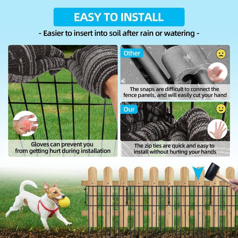 Angel Sar 1.42 ft. x 1.08 ft. Rustproof Metal Flat Top Metal Privacy Fence Panel, Border Fence for Outdoor and Yard Etc. (25-Pack) (3)