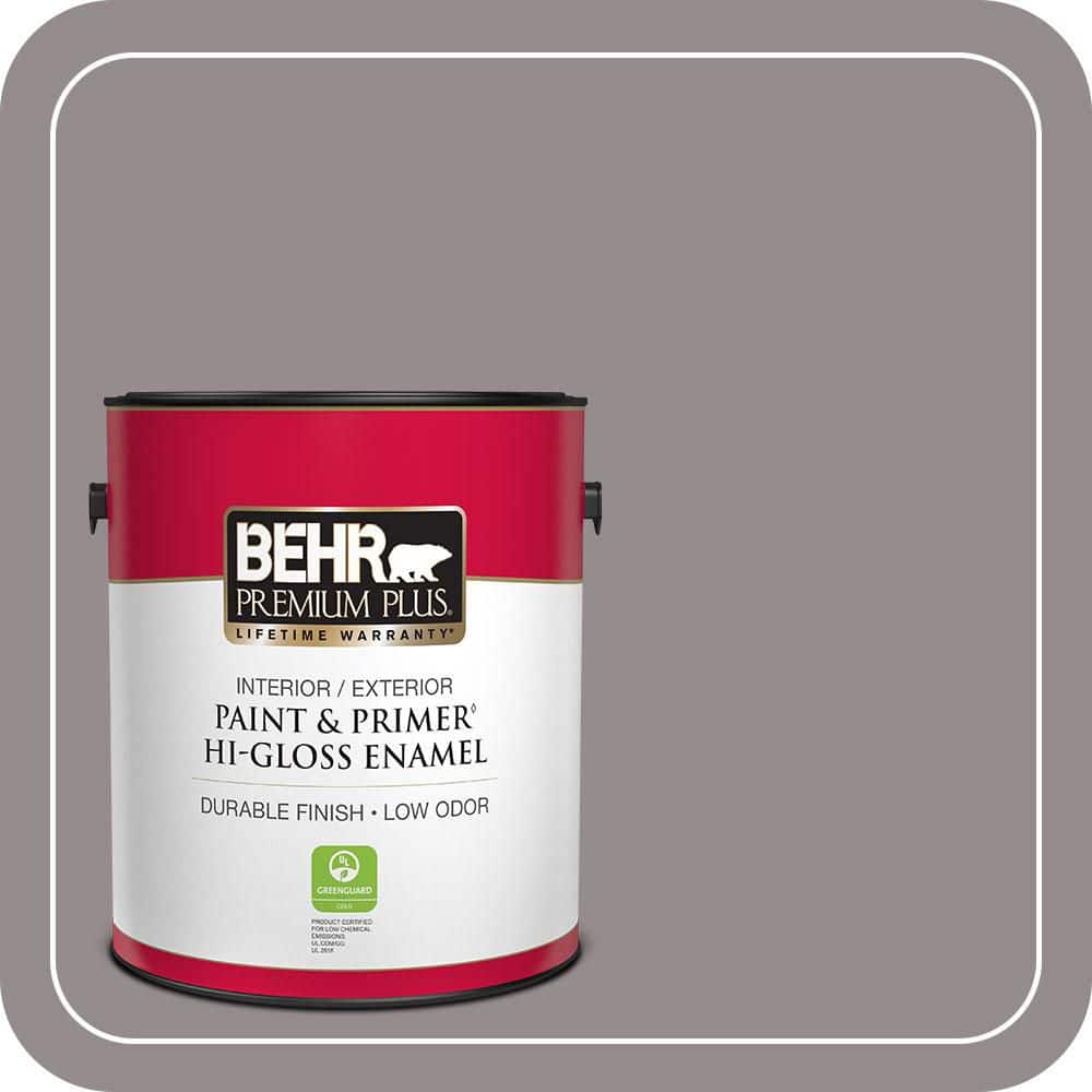 BEHR PREMIUM PLUS 1 gal. #T18-03 Graylac Hi-Gloss Enamel Interior/Exterior Paint & Primer (1)