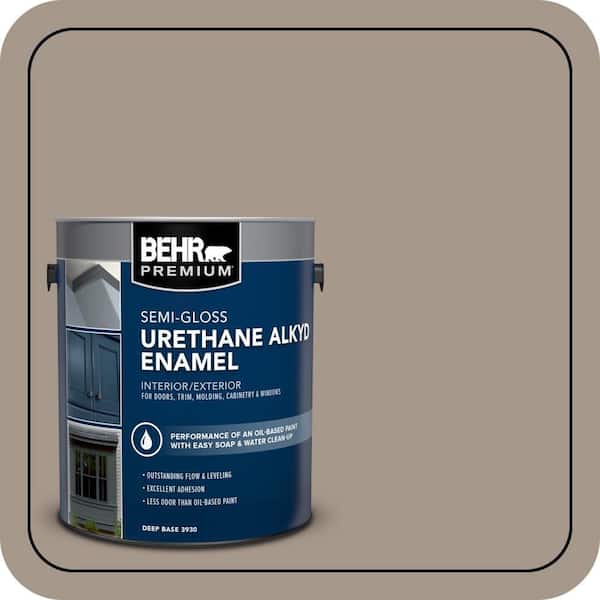 BEHR PREMIUM 1 gal. #N220-4 Shiitake Urethane Alkyd Semi-Gloss Enamel Interior/Exterior Paint (2)