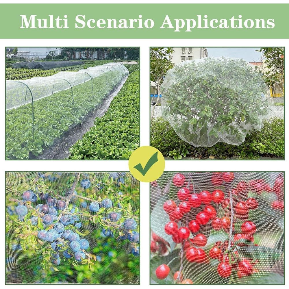 KIWDZFU Ultra Fine 10 x 43 ft. Garden Mesh Netting for Vegetables Fruit Tree Protection 2 Pack (2)
