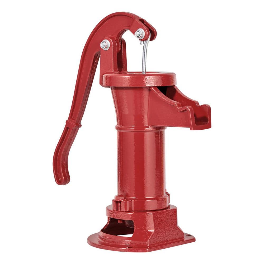 SKYSHALO 25 ft. Maximum Lift, Well Hand Pitcher Pump, Antique Cast Iron Manual Hand Water Pump, NPT 1-1/4 in. Connection, Red