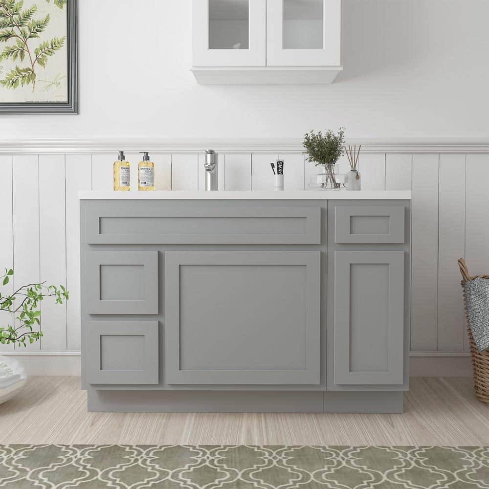Vanity Art Montclair 48 in. 2-Door and 3-Drawer Freestanding Shaker Bathroom Vanity Cabinet (No Top) in Gray - Unassembled (1)