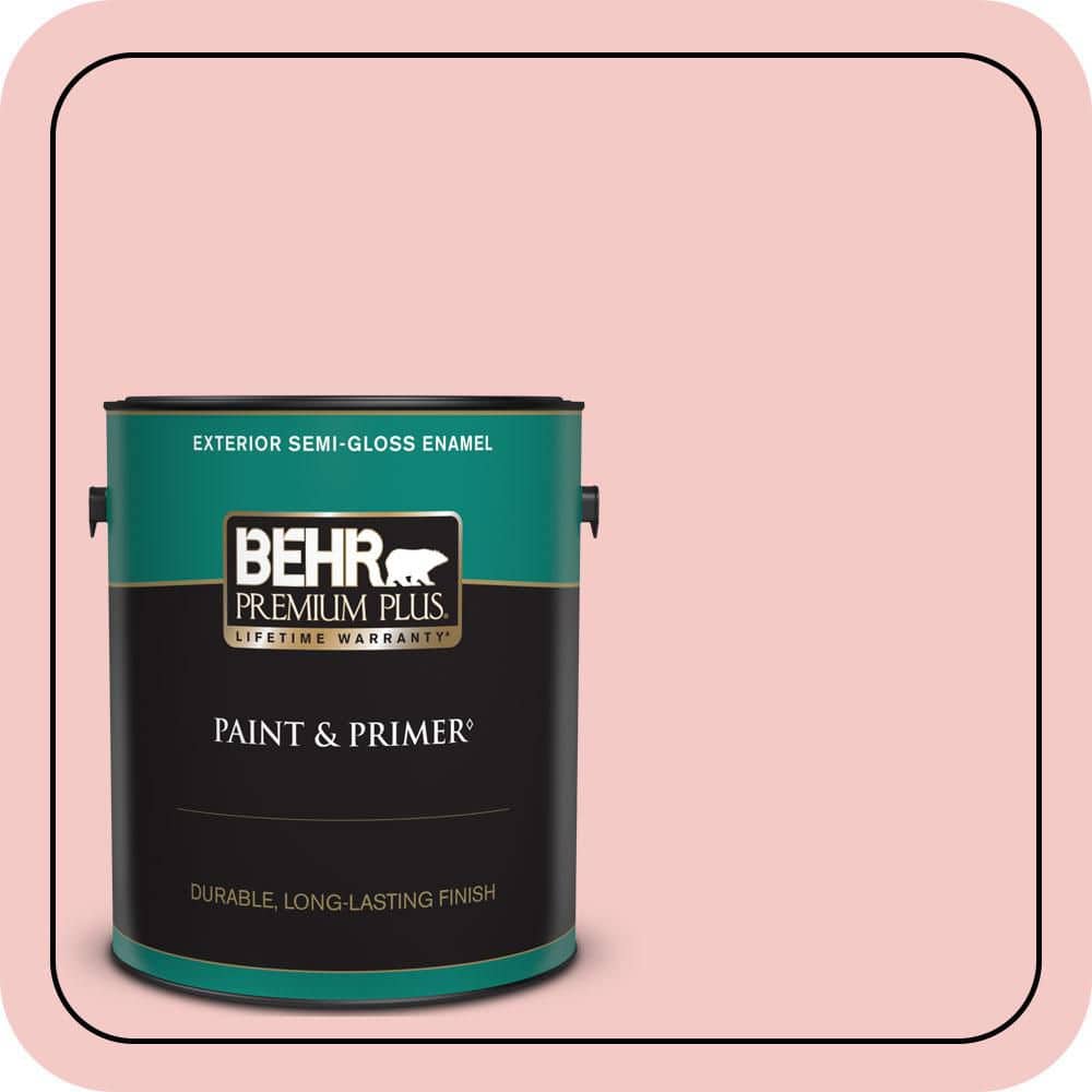 BEHR PREMIUM PLUS 1 gal. #T12-20 First Peach Semi-Gloss Enamel Exterior Paint & Primer